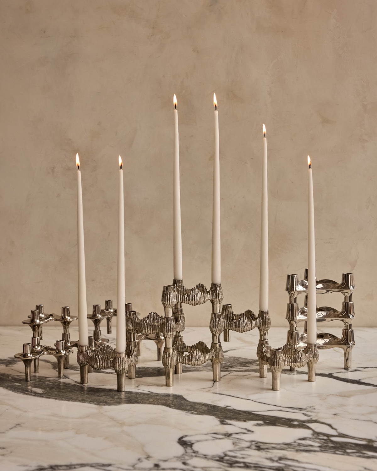 Set of 5 Orion Stacking Candle Holders by STOFF Nagel