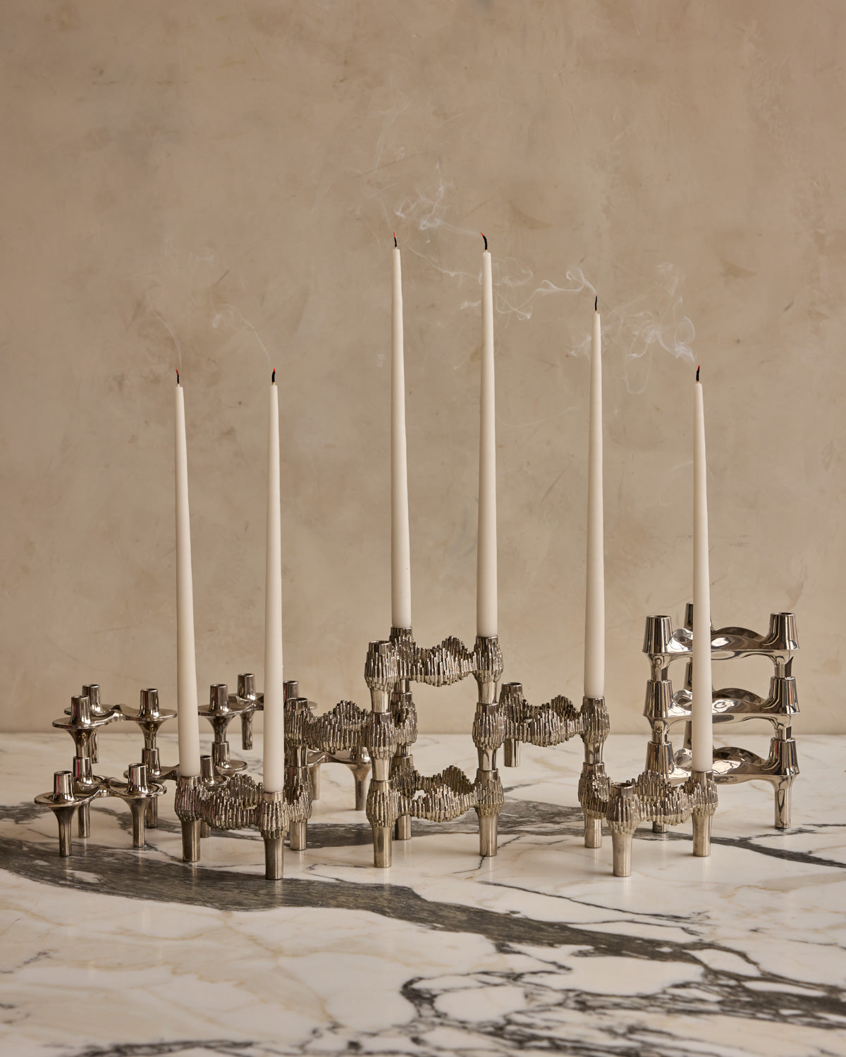 Set of 5 Orion Stacking Candle Holders by STOFF Nagel