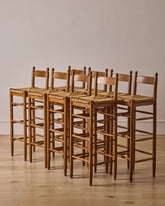 Set of Rush Oak Bar Stools