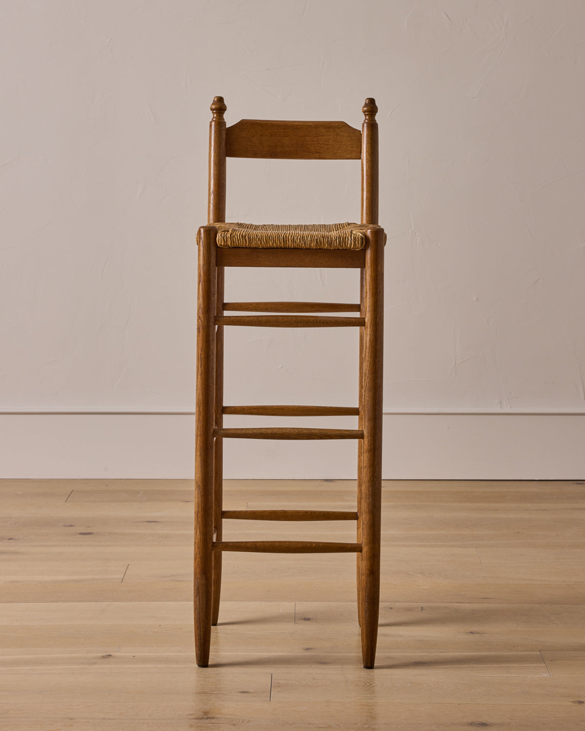 Set of Rush Oak Bar Stools