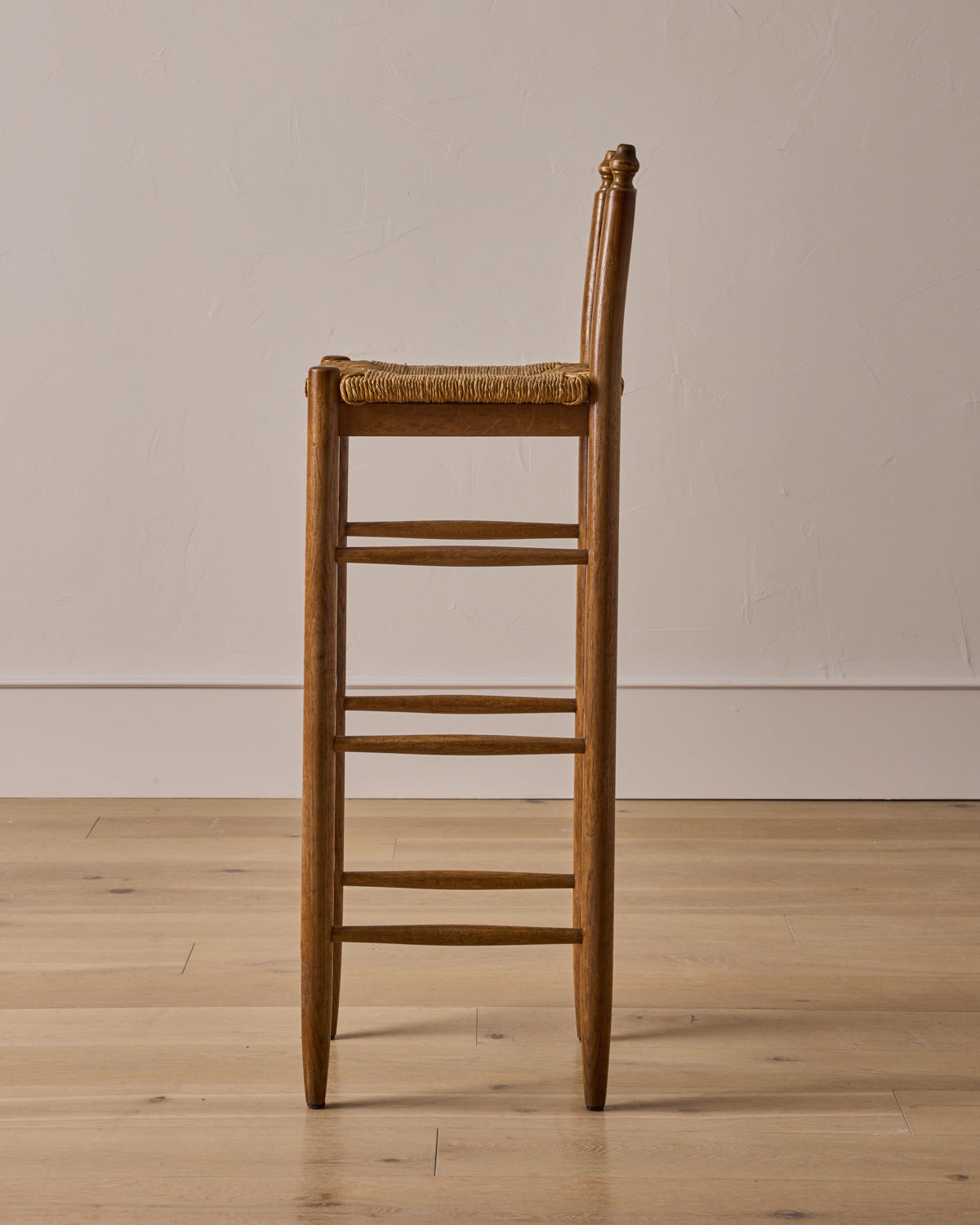 Set of Rush Oak Bar Stools