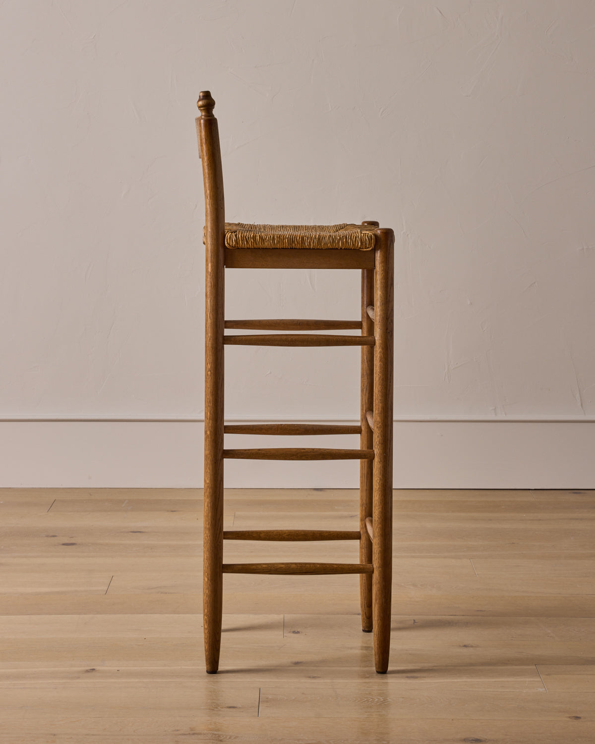 Set of Rush Oak Bar Stools