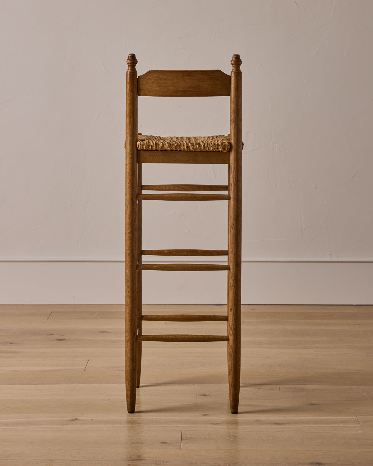 Set of Rush Oak Bar Stools