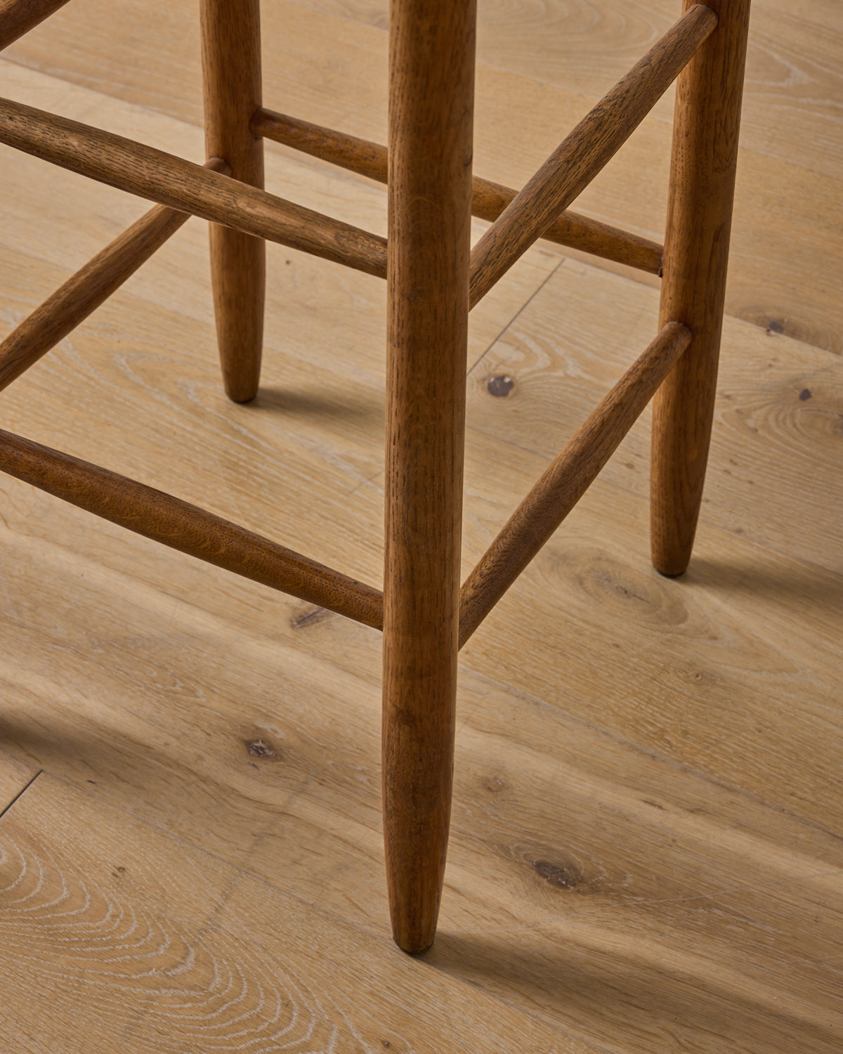 Set of Rush Oak Bar Stools