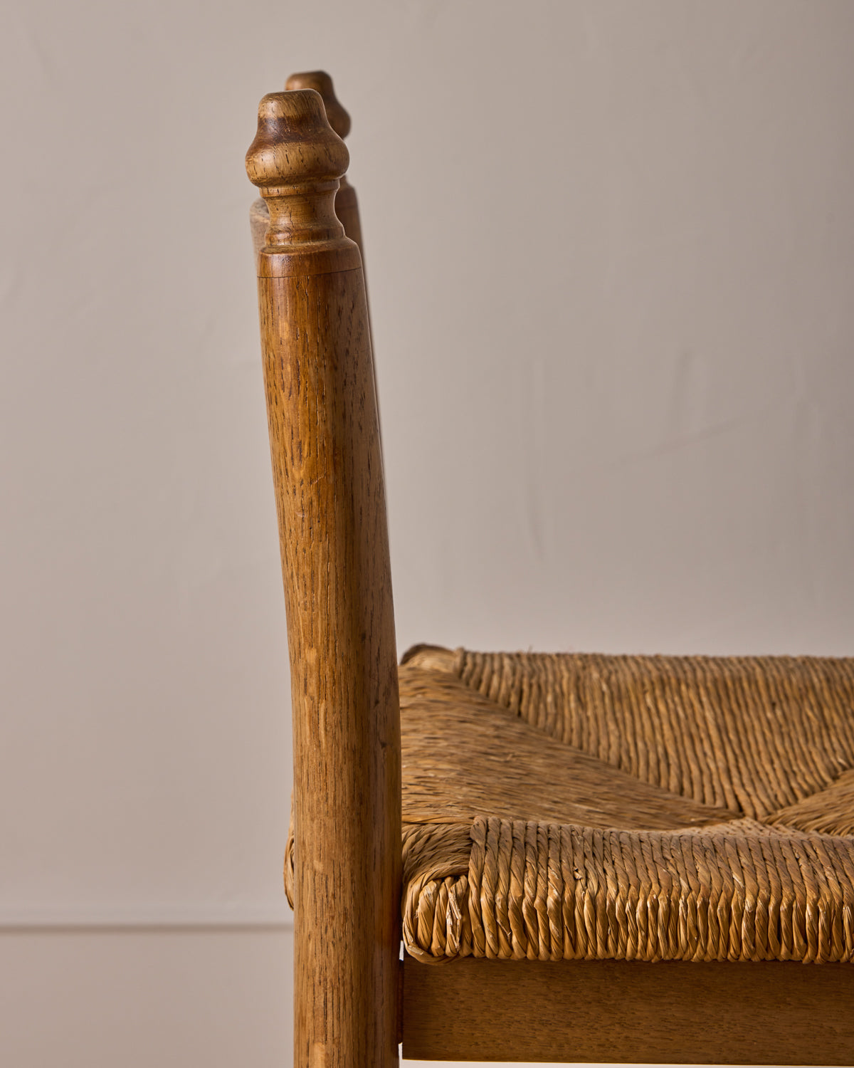 Set of Rush Oak Bar Stools
