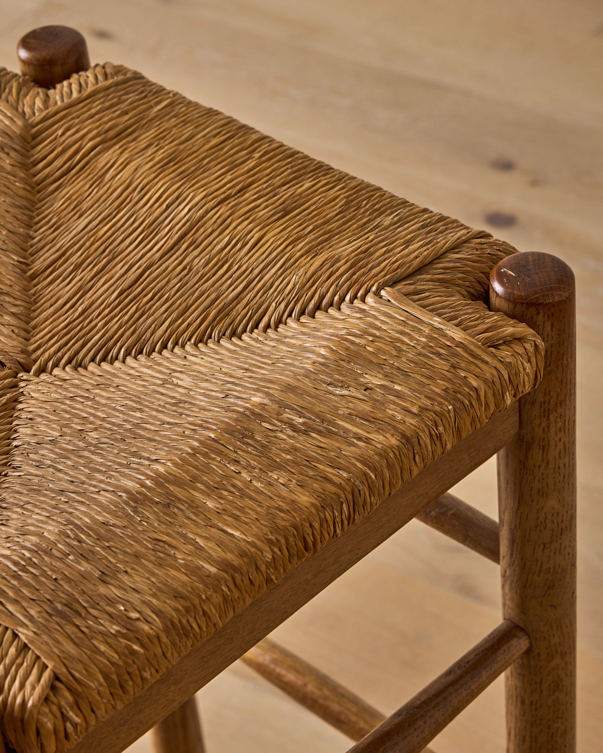Set of Rush Oak Bar Stools