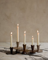 Quintet of Nesting Ceramic Candle Holders - Multi