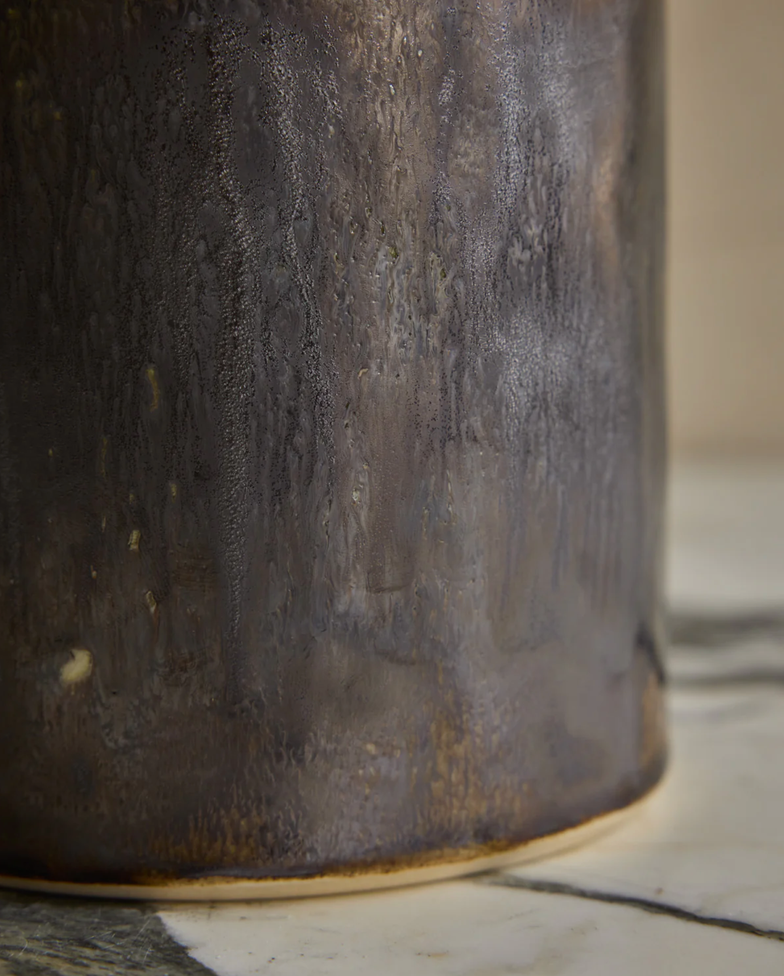 Hand Built Ceramic Chain Vessel in Bronze