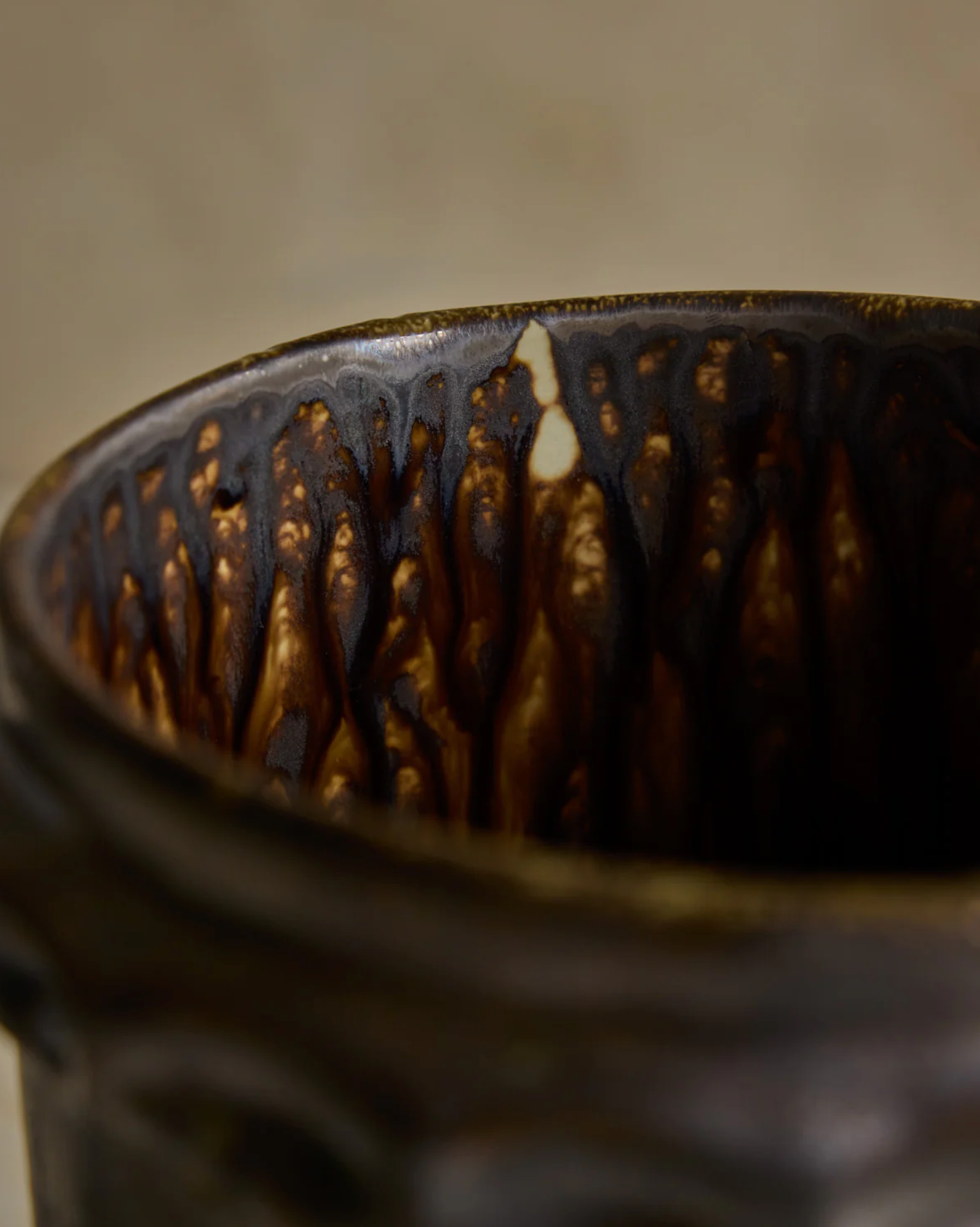 Hand Built Ceramic Chain Vessel in Bronze