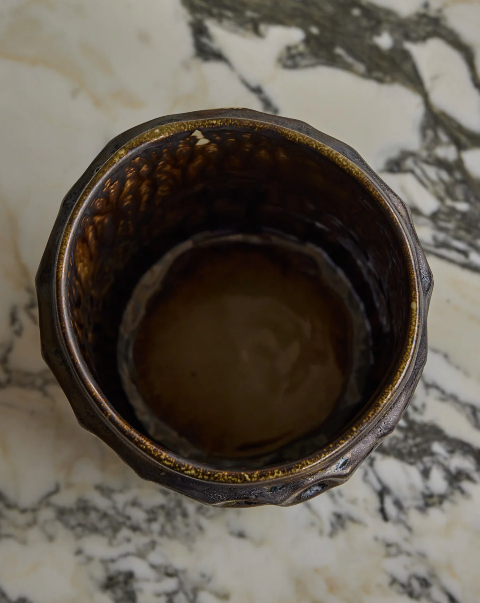 Hand Built Ceramic Chain Vessel in Bronze