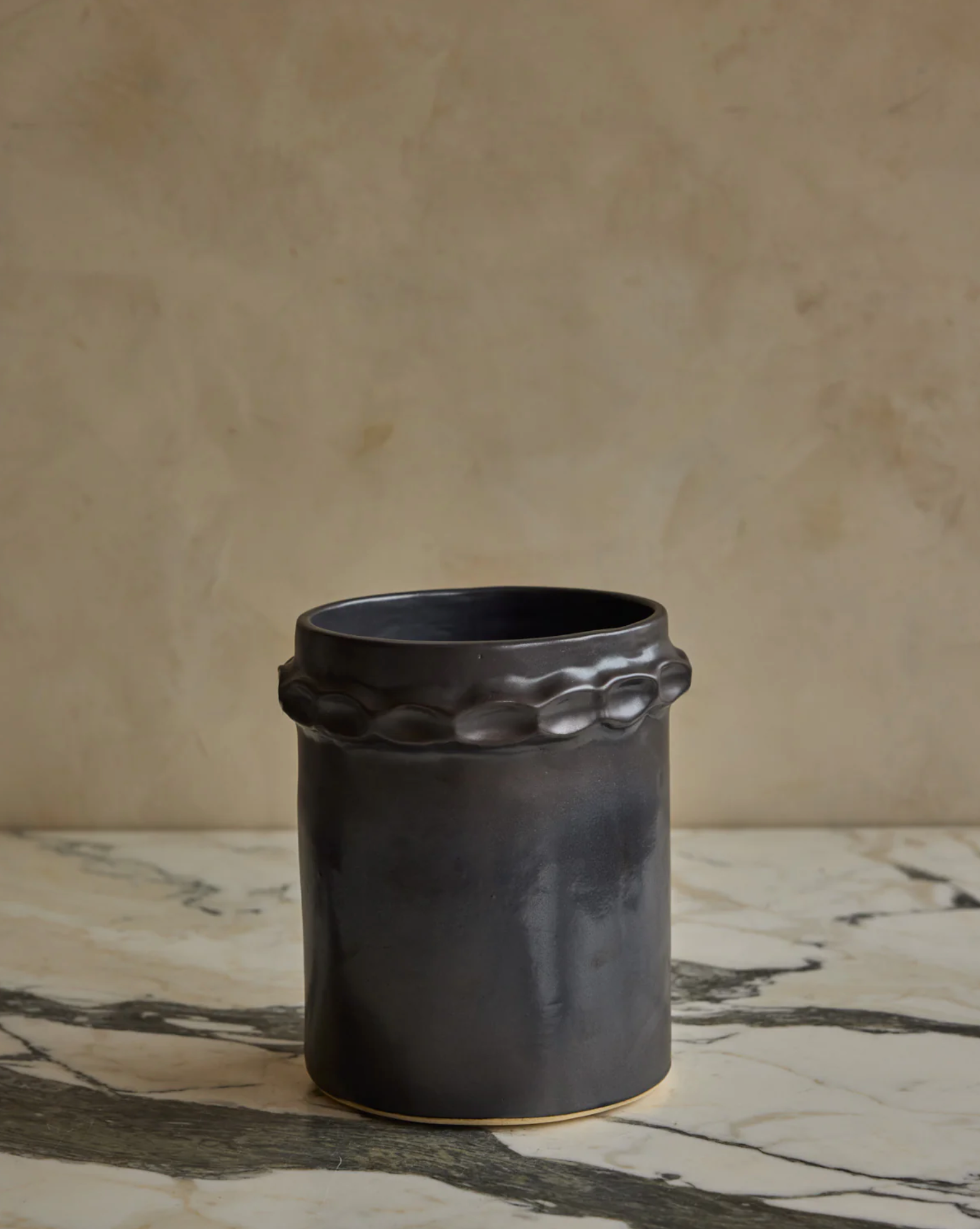 Hand Built Ceramic Chain Vessel in Coal