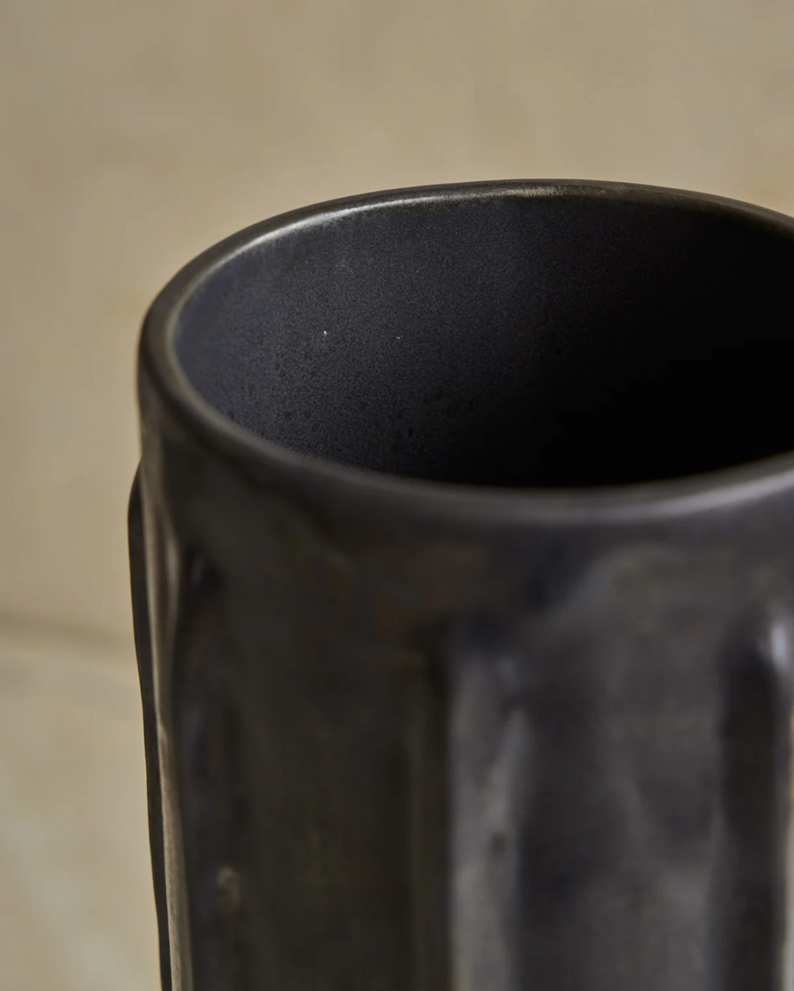 Hand Built Ceramic Column Vessel in Coal