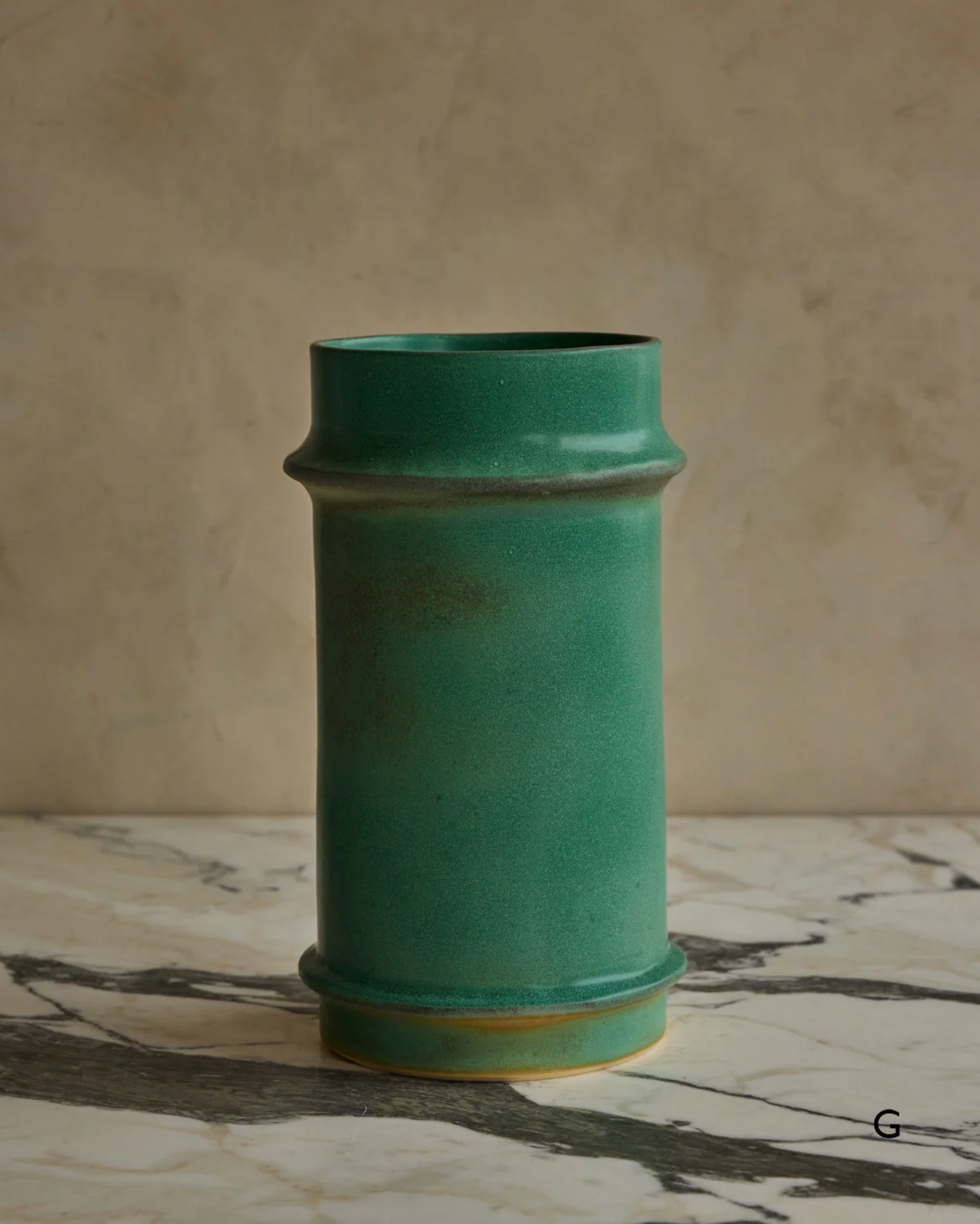 Hand Built Ceramic Ridge Vessel in Copper