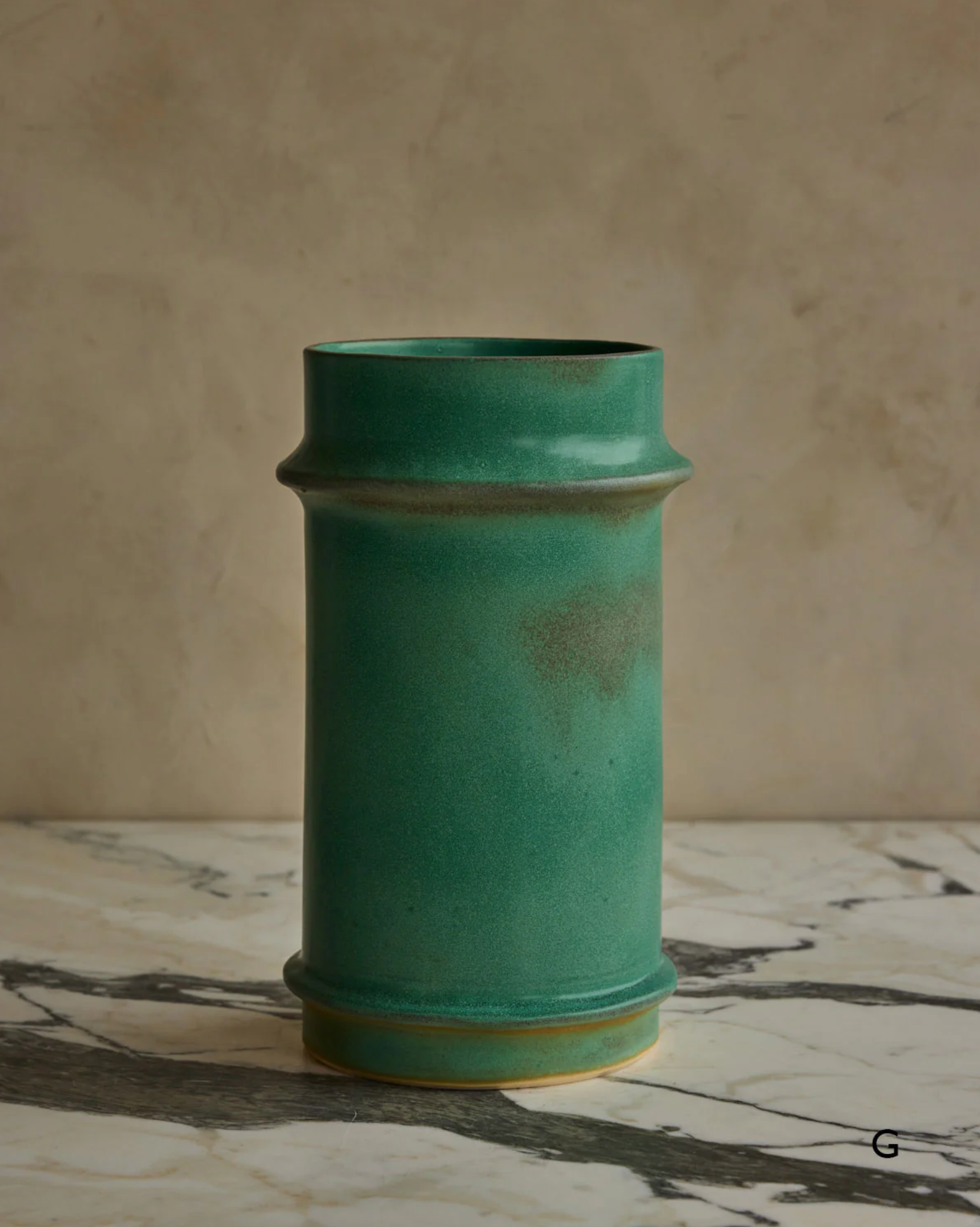 Hand Built Ceramic Ridge Vessel in Copper