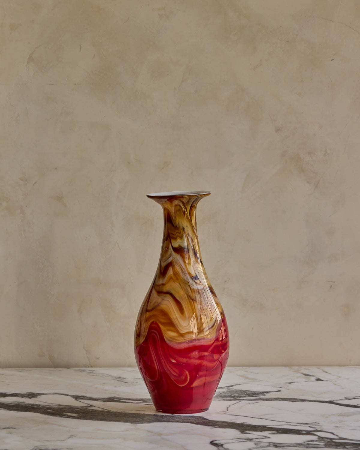 Flared Neck Red Glass Vase