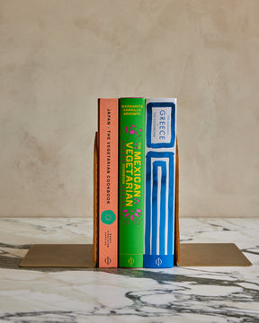 Agatha Brass and Leather Bookends