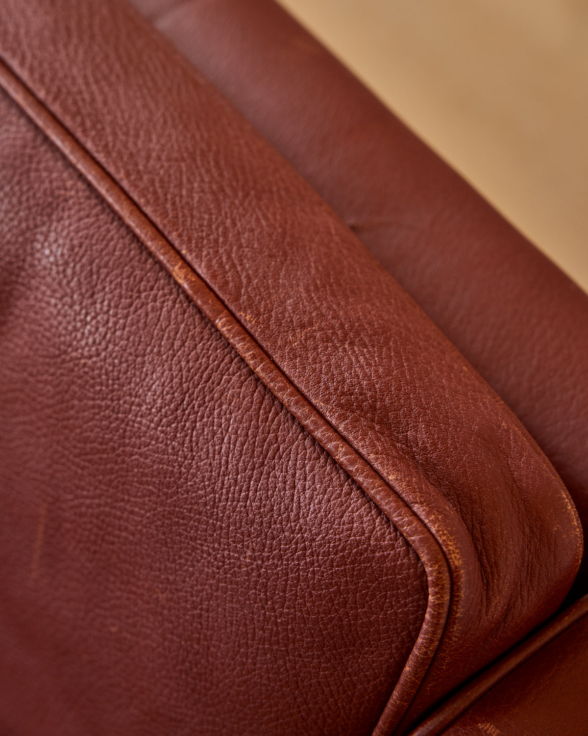Red Leather 3-Seater Sofa