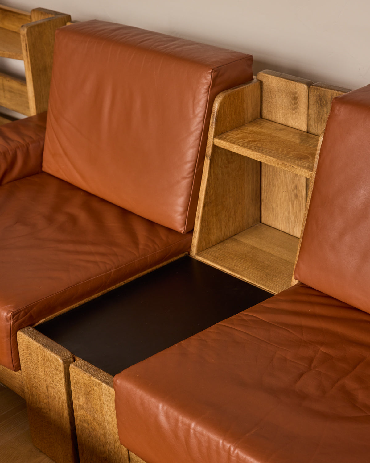 Oak + Leather Modular Sectional