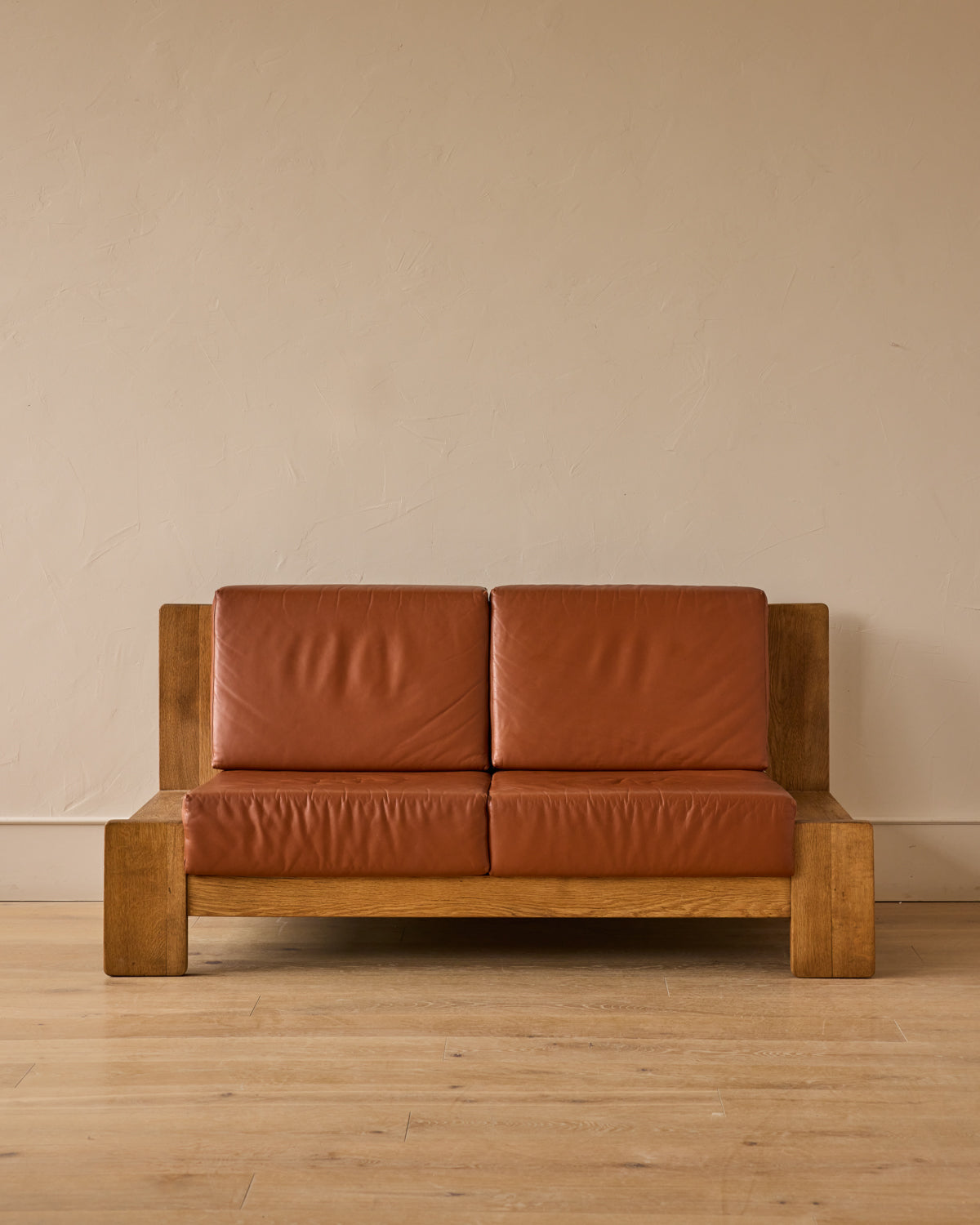 Oak + Leather Modular Sectional