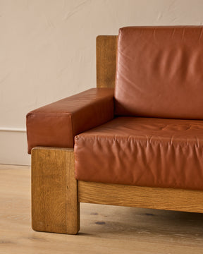 Oak + Leather Modular Sectional