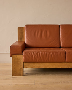 Oak + Leather Modular Sectional