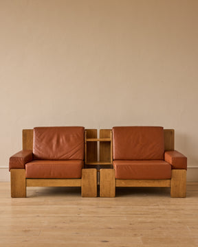 Oak + Leather Modular Sectional