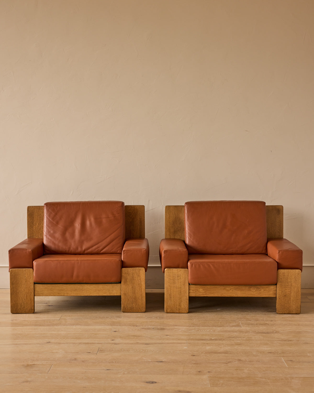 Oak + Leather Modular Sectional