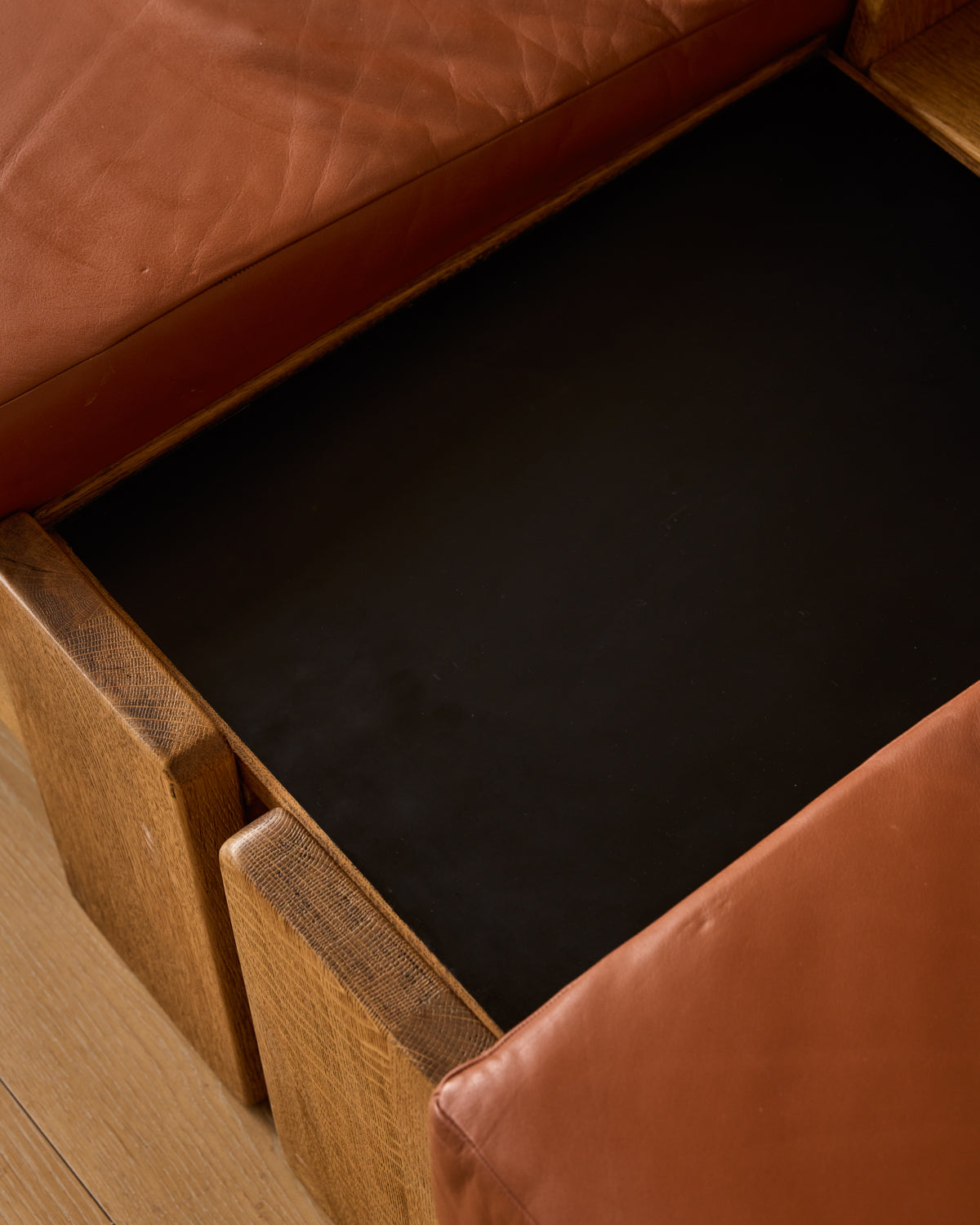 Oak + Leather Modular Sectional
