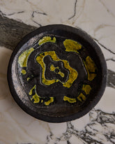 Black Ceramic Plate with Yellow Glaze