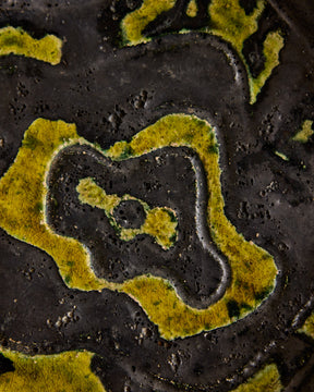 Black Ceramic Plate with Yellow Glaze