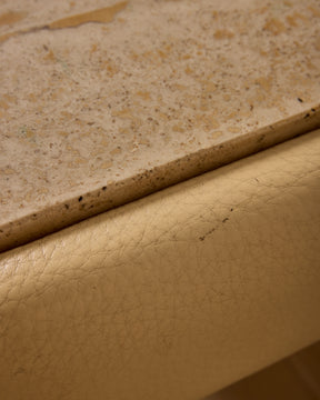 1970s Leather + Travertine Coffee Table