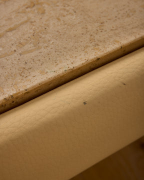1970s Leather + Travertine Coffee Table
