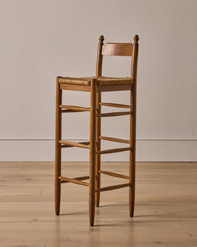 Set of Rush Oak Bar Stools