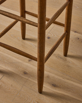 Set of Rush Oak Bar Stools