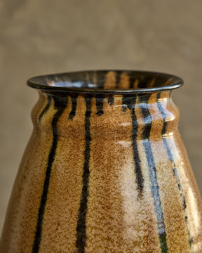 XL Black Drip Tan Vase