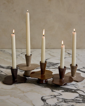 Quintet of Nesting Ceramic Candle Holders - Multi