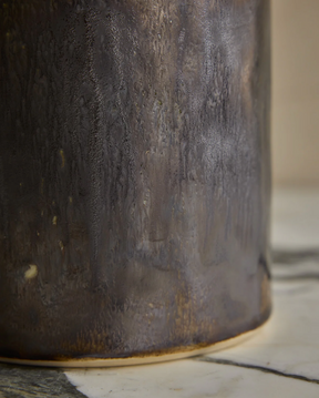 Hand Built Ceramic Chain Vessel in Bronze