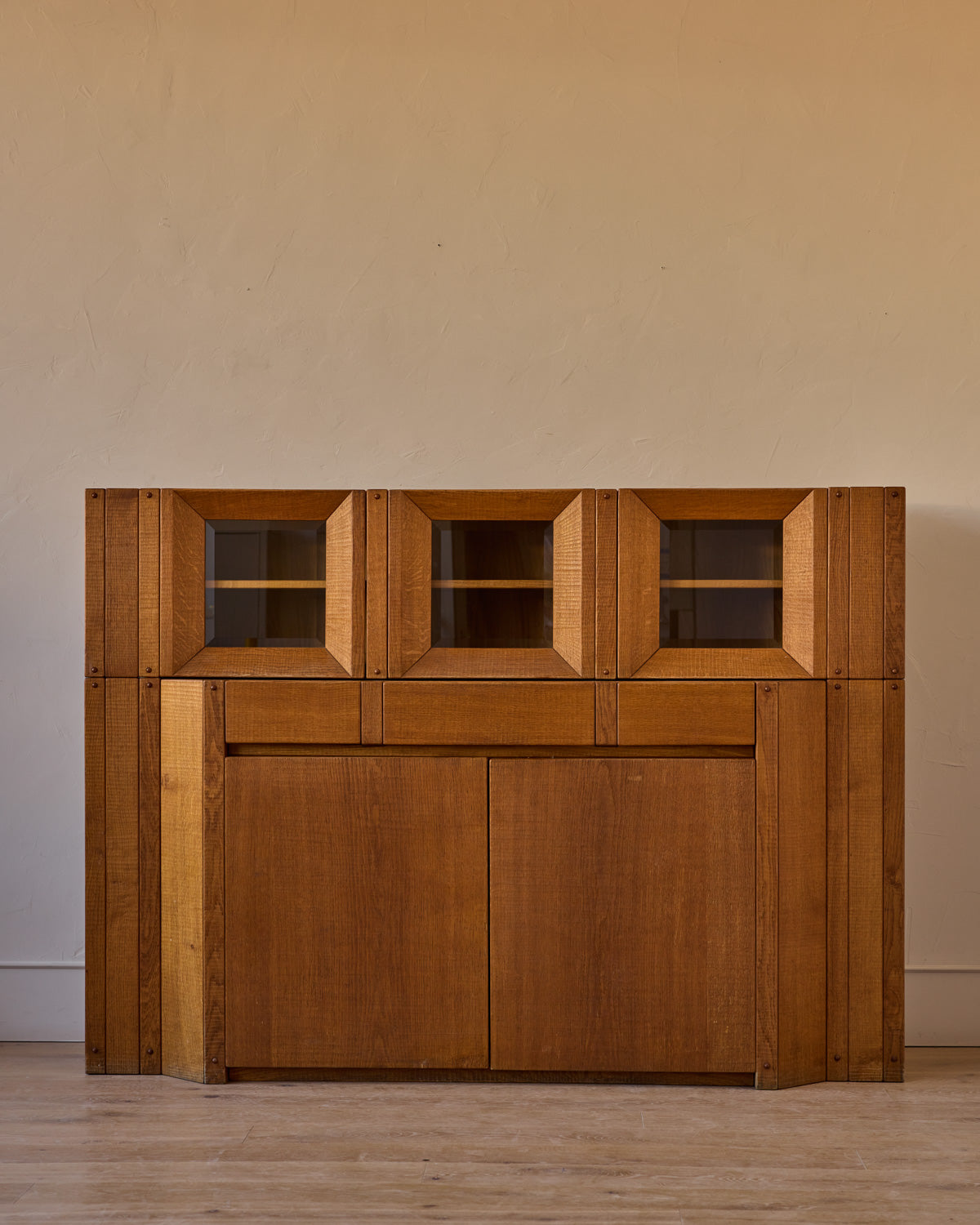 1970s Italian Glazed Oak Credenza