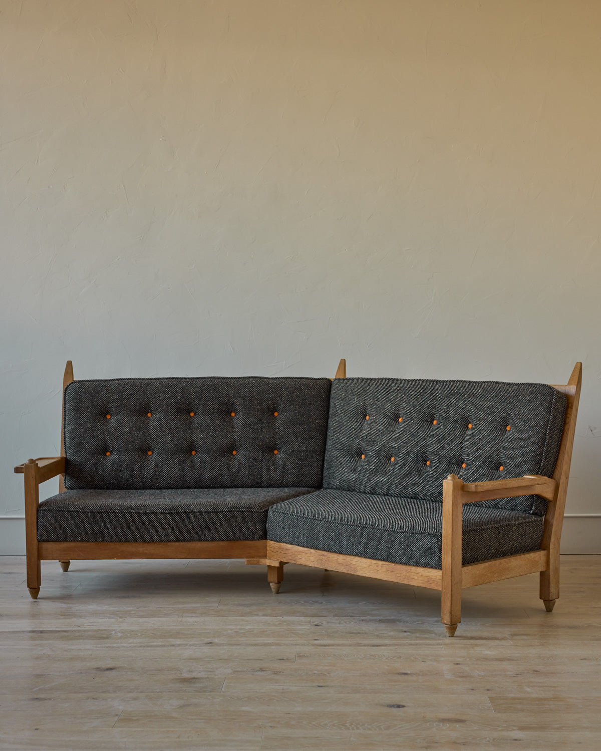 Mid-Century Angular Sofa by Guillerme and Chambron
