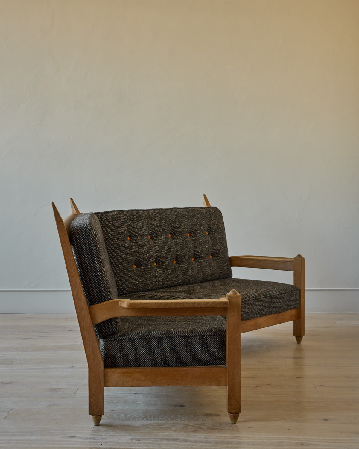 Mid-Century Angular Sofa by Guillerme and Chambron