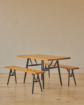 Pine Pirkka Dining Table + Benches by Ilmari Tapiovaara