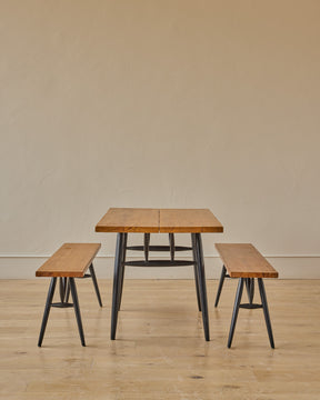 Pine Pirkka Dining Table + Benches by Ilmari Tapiovaara