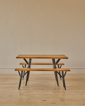 Pine Pirkka Dining Table + Benches by Ilmari Tapiovaara