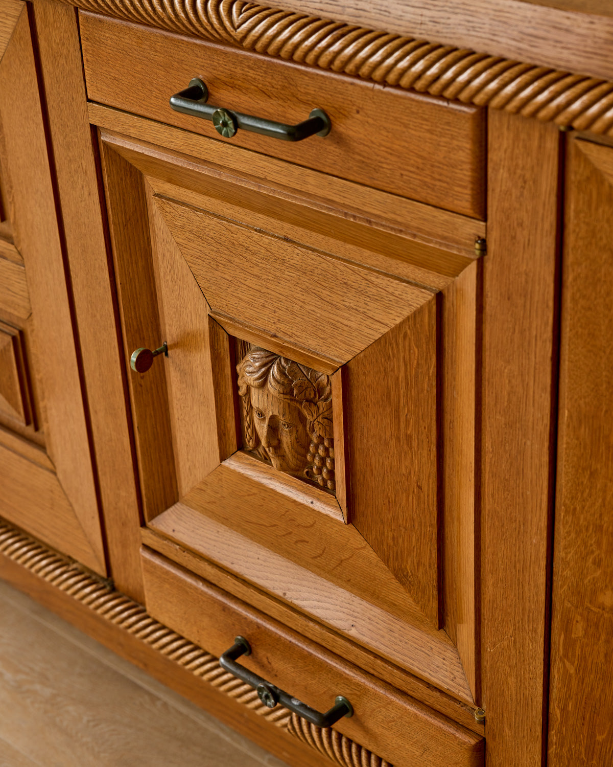 1930s Monumental Art Deco Oak Sideboard