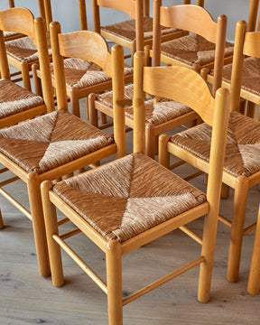 Set of 14 Rush Dining Chairs