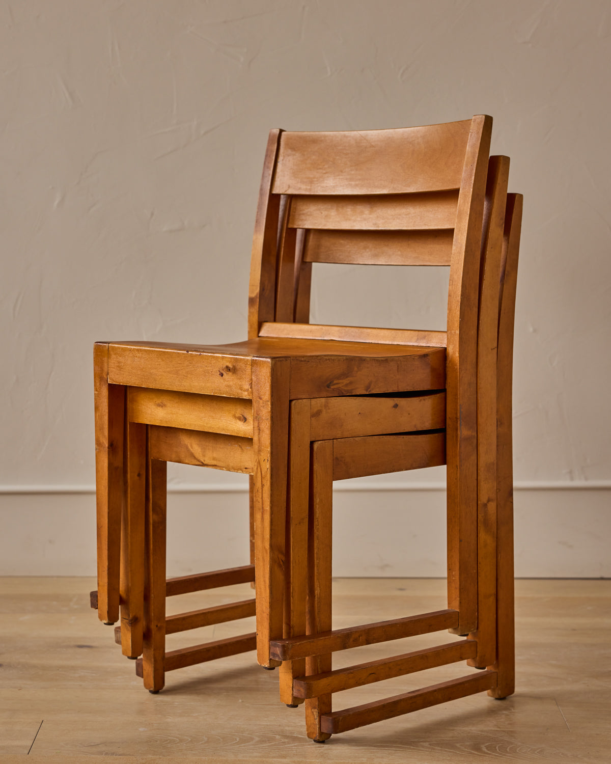 Set of Stacking Birch "Orchestra Chairs"