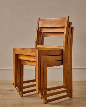 Set of Stacking Birch "Orchestra Chairs"