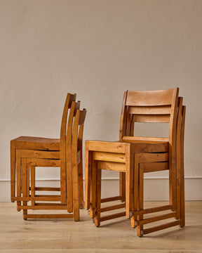 Set of Stacking Birch "Orchestra Chairs"