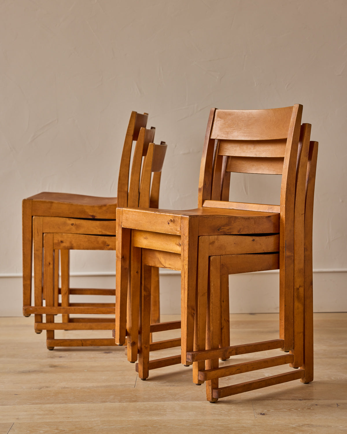 Set of Stacking Birch "Orchestra Chairs"
