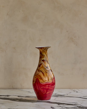 Flared Neck Red Glass Vase